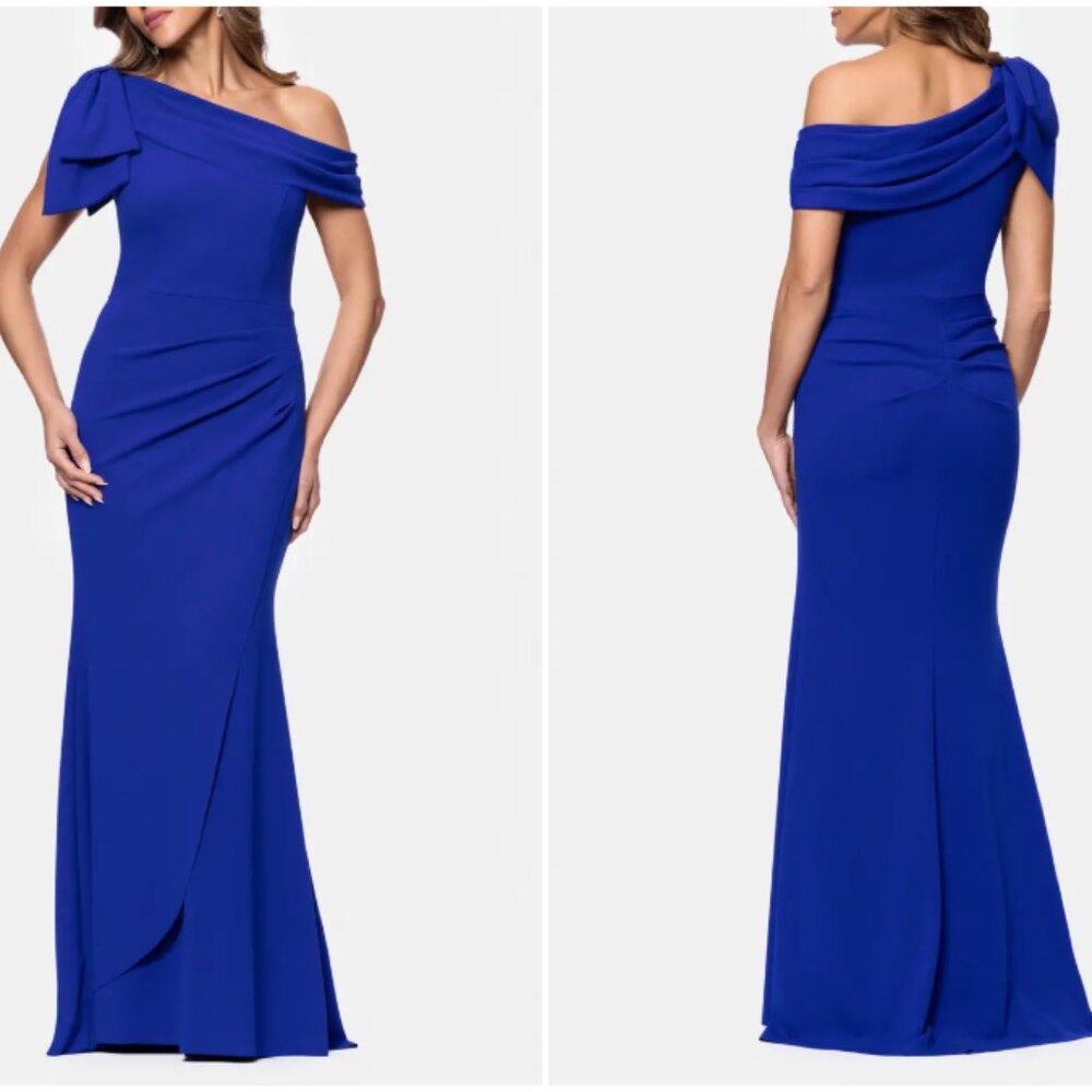 Xscape Evenings Bow Detail One-Shoulder Mermaid Gown